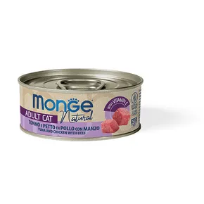 MONGE NATURALNY tuńczyk z piersią kurczaka i wołowiną dla kotów 80 g